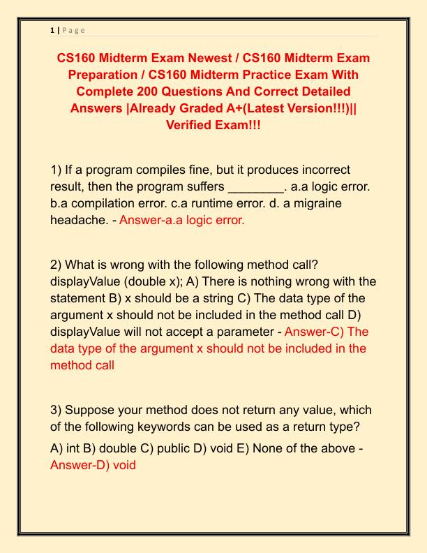 CS160 Midterm Exam Newest