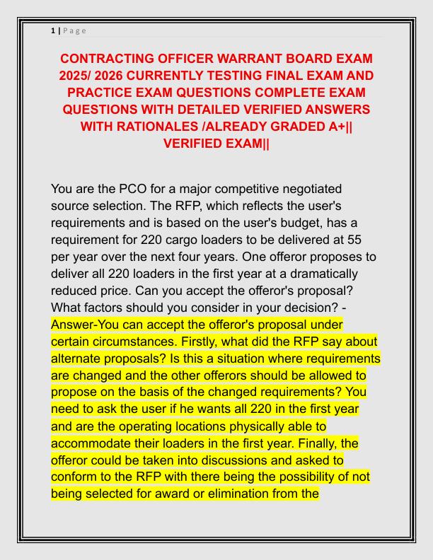 CONTRACTING OFFICER WARRANT BOARD EXAM 2025