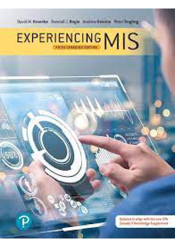 INSTRUCTOR SOLUTION MANUAL FOR EXPERIENCING MIS 5TH CANADIAN EDITION BY DAVID M KROENKE, ANDREW GEMINO, PETER TINGLING.pdf