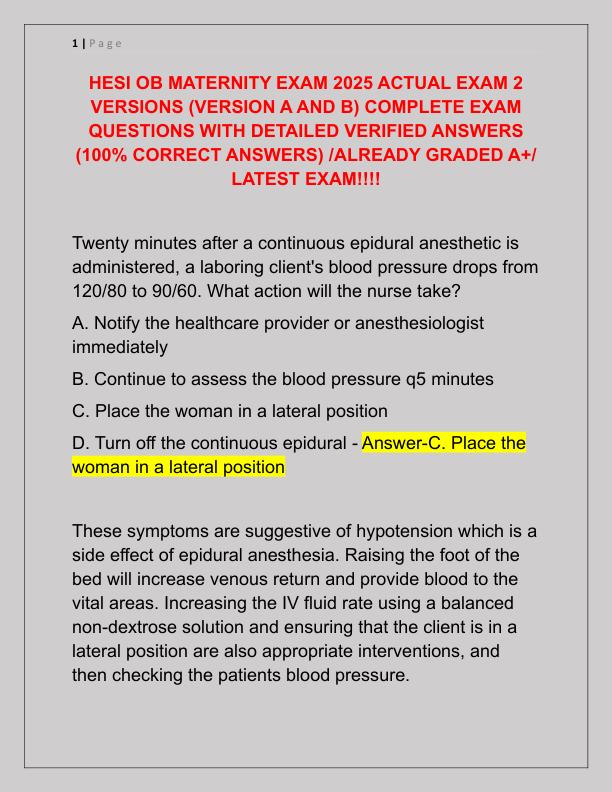 mobile-preview-HESI OB MATERNITY EXAM 2025 ACTUAL EXAM 2 VERSIONS