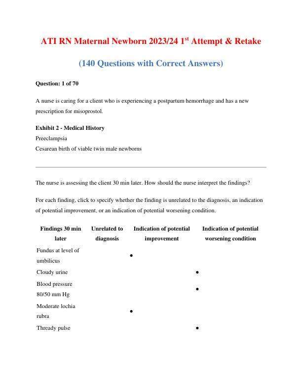 ATI RN Maternal Newborn Latest Update 1st Attempt and Retake.pdf