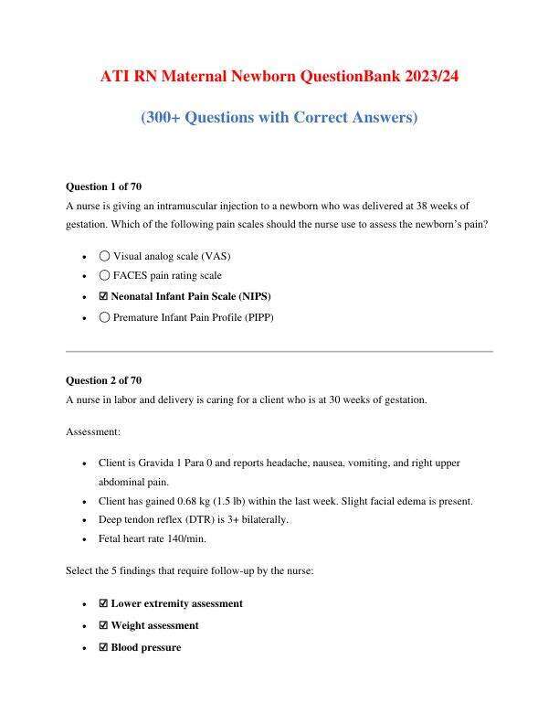 ATI RN Maternal Newborn Question Bank 300+ QAs.pdf