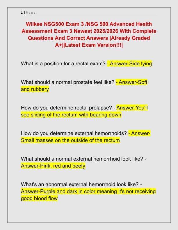 Wilkes NSG500 Exam 3