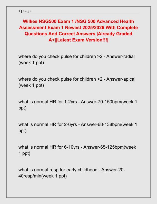 Wilkes NSG500 Exam 1