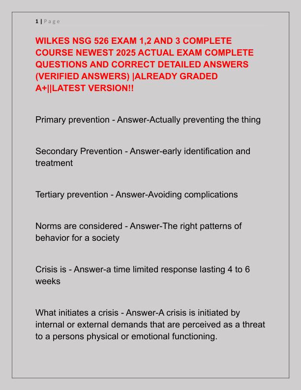 WILKES NSG 526 EXAM 1