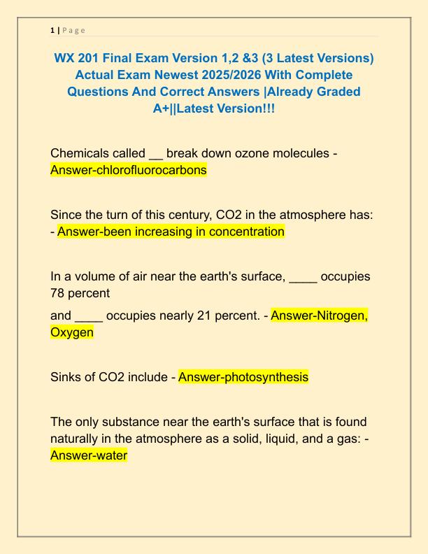 WX 201 Final Exam Version 1