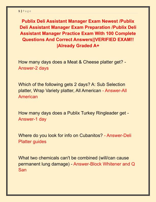 mobile-preview-Publix Deli Assistant Manager Exam Newest
