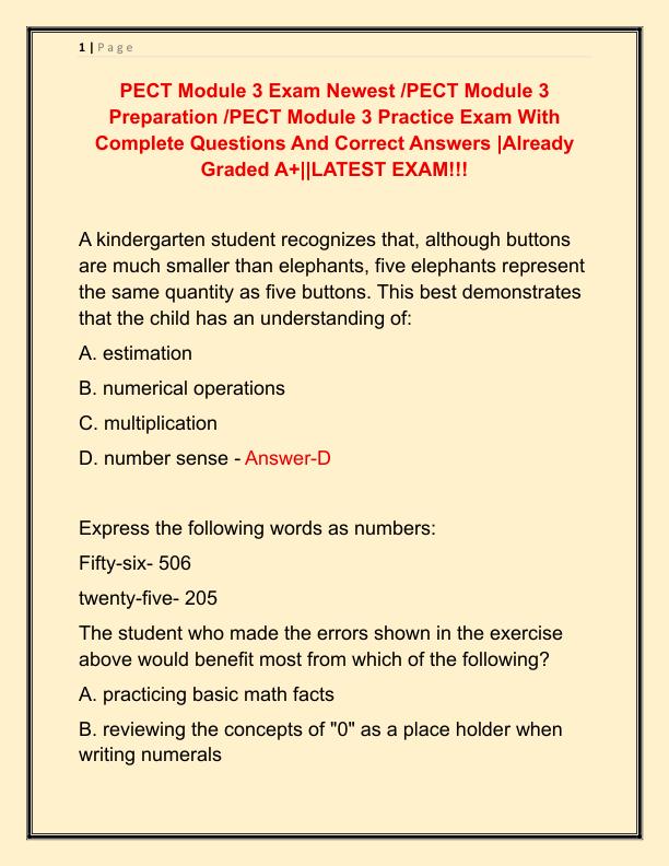 PECT Module 3 Exam Newest
