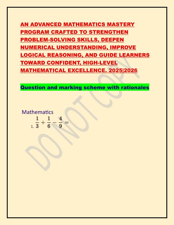 AN ADVANCED MATHEMATICS MASTERY PROGRAM CRAFTED TO STRENGTHEN PROBLEM
