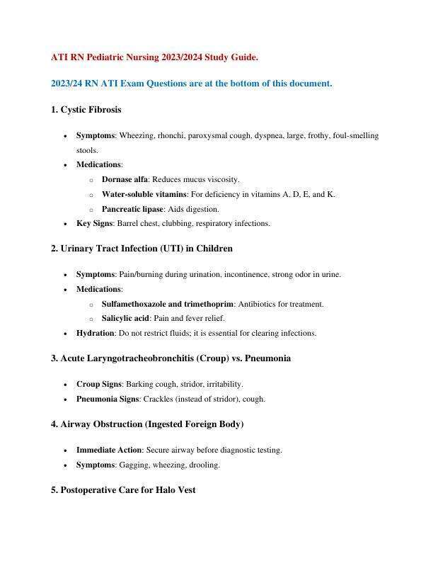 ATI RN Pediatric Nursing 2023 Exam Study Guide.pdf