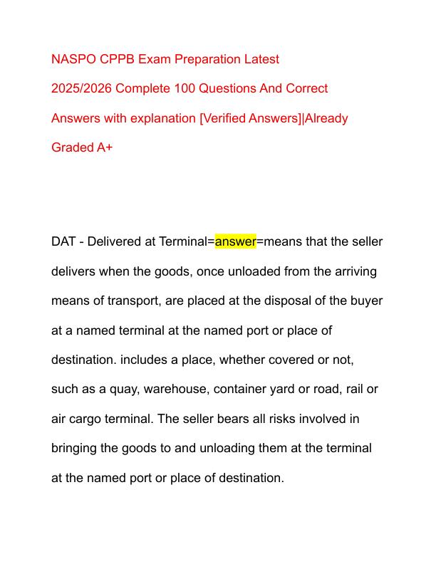 NASPO CPPB Exam Preparation Latest - Copy