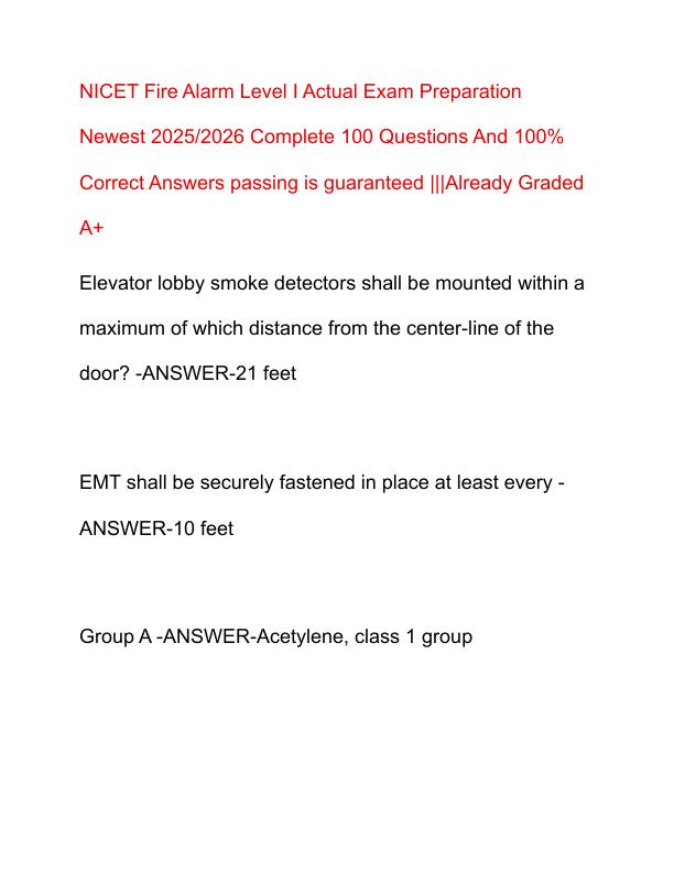 NICET Fire Alarm Level I Actual Exam Preparation 2