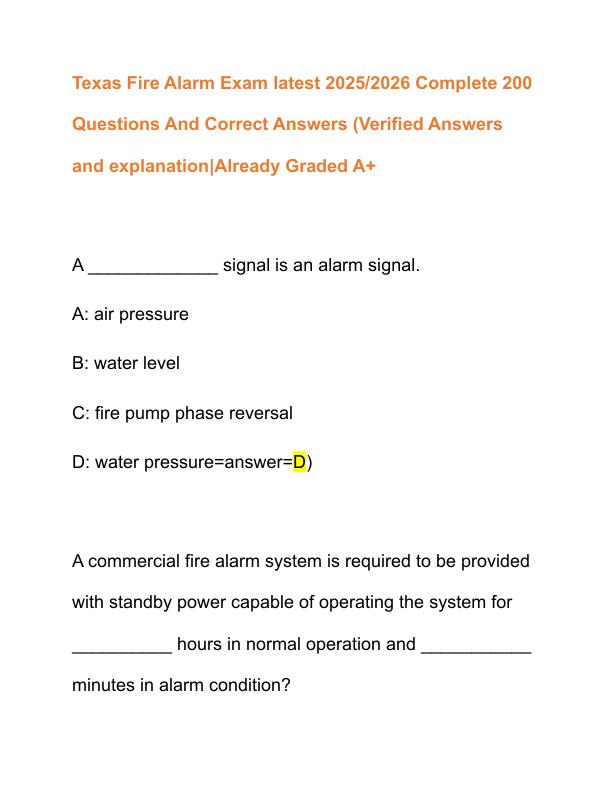 Texas Fire Alarm Exam latest 2025