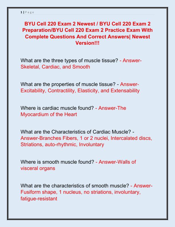 BYU Cell 220 Exam 2 Newest