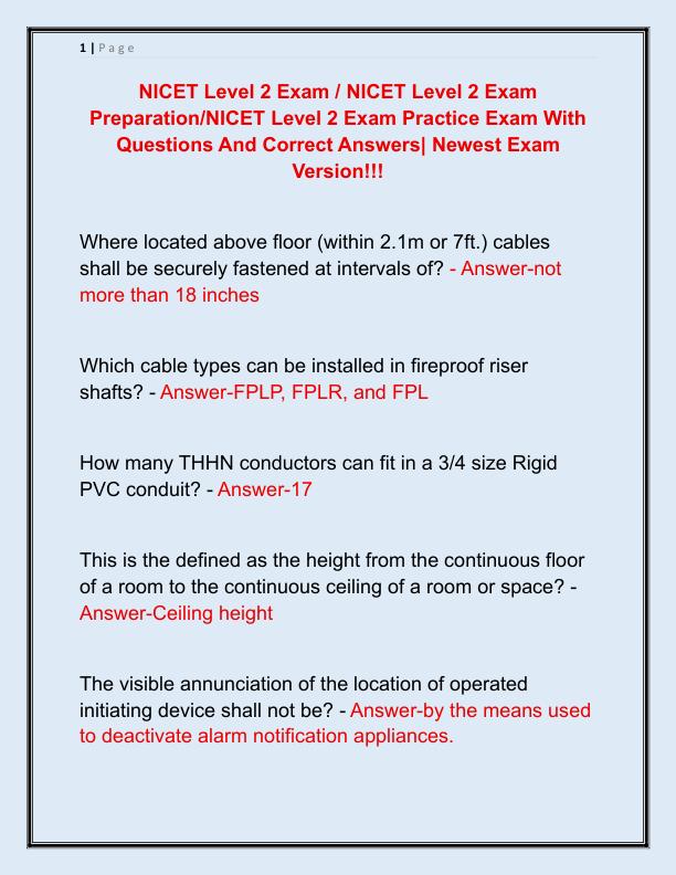 NICET Level 2 Exam