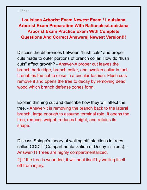 Louisiana Arborist Exam Newest Exam