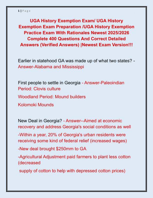 UGA History Exemption Exam