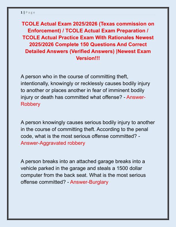 TCOLE Actual Exam 2025