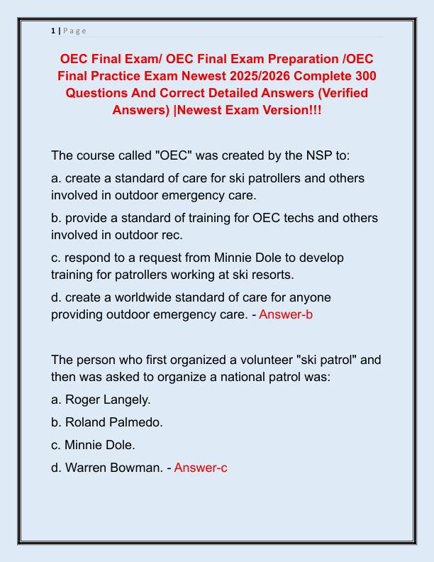 OEC Final Exam