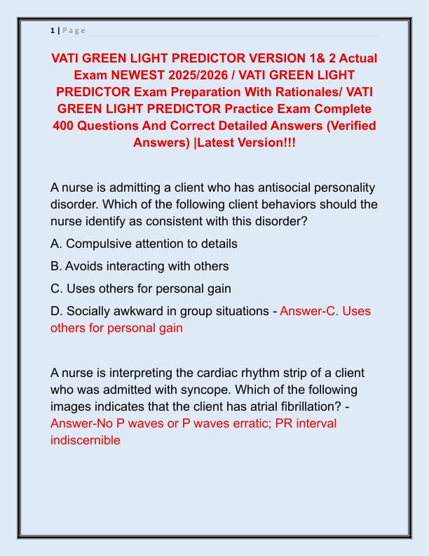 VATI GREEN LIGHT PREDICTOR VERSION 1