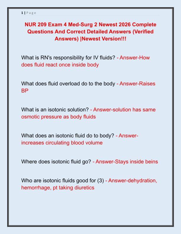 NUR 209 Exam 4 Med