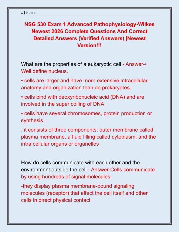 NSG 530 Exam 1 Advanced Pathophysiology