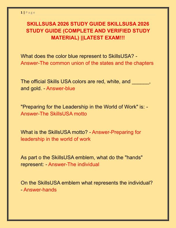SKILLSUSA 2026 STUDY GUIDE SKILLSUSA 2026 STUDY GUIDE