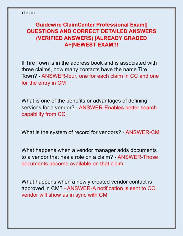 Guidewire ClaimCenter Professional Exam