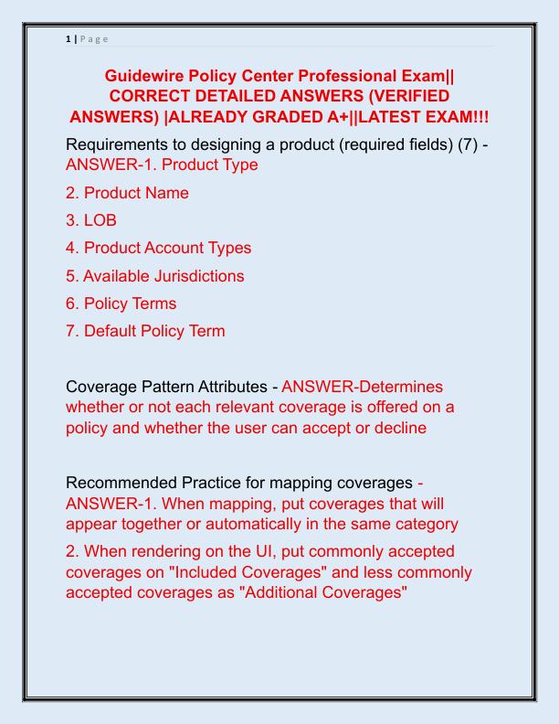 Guidewire Policy Center Professional Exam