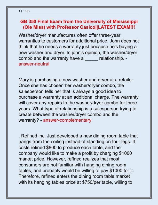 GB 350 Final Exam from the University of Mississippi