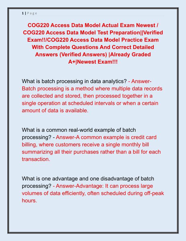 COG220 Access Data Model Actual Exam Newest