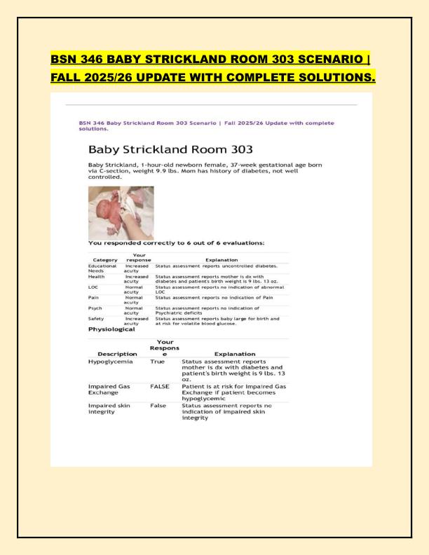 BSN 346 BABY STRICKLAND ROOM 303 SCENARIO