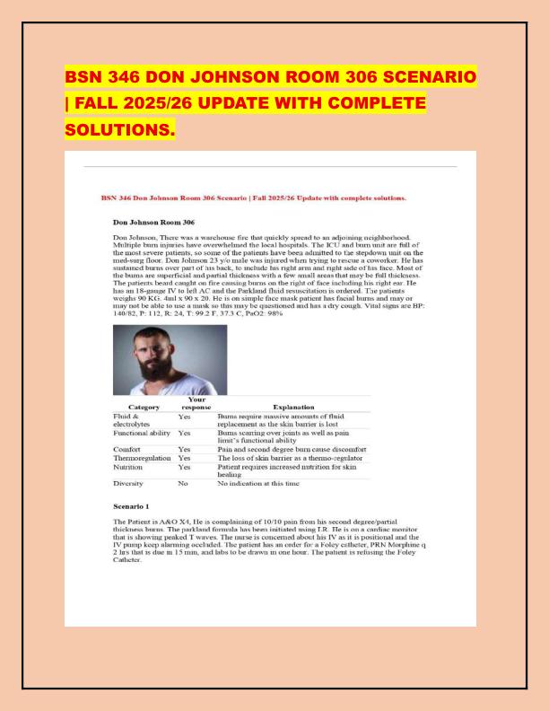 BSN 346 DON JOHNSON ROOM 306 SCENARIO