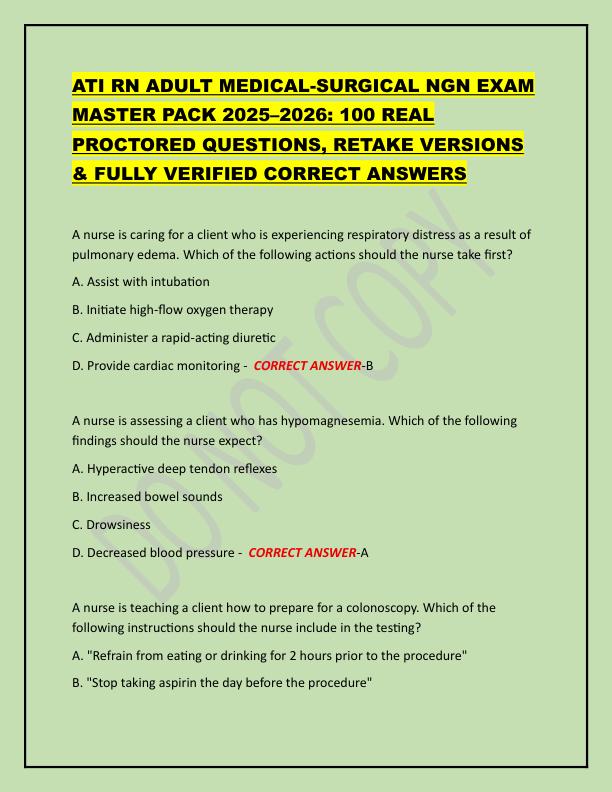 22  ATI RN ADULT MEDICAL