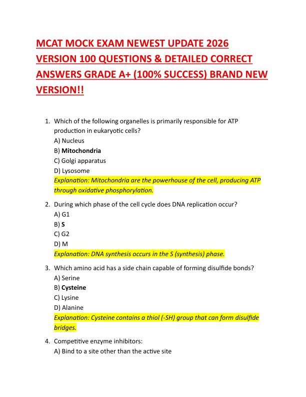 mobile-preview-MCAT MOCK EXAM NEWEST UPDATE 2026 VERSION 100 QUESTIONS