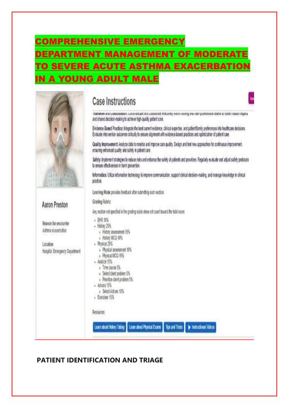 COMPREHENSIVE EMERGENCY DEPARTMENT MANAGEMENT OF MODERATE TO SEVERE ACUTE ASTHMA EXACERBATION IN A YOUNG ADULT MALE