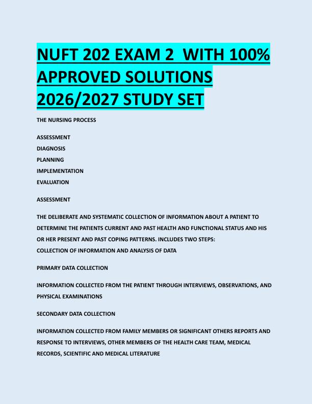 NUFT 202 EXAM 2  WITH 100%  APPROVED SOLUTIONS  2026/2027 STUDY SET 