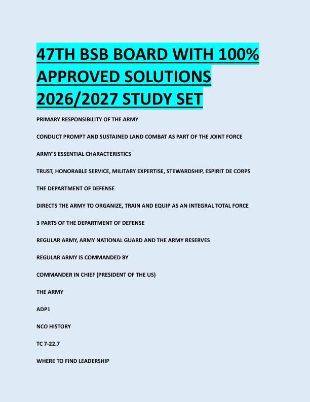 47TH BSB BOARD WITH 100%  APPROVED SOLUTIONS  2026/2027 STUDY SET 
