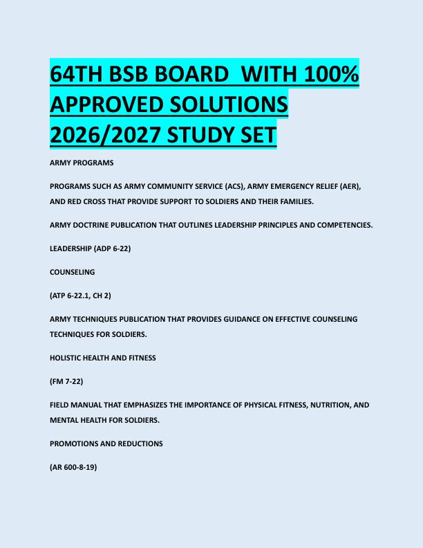 64TH BSB BOARD  WITH 100%  APPROVED SOLUTIONS  2026/2027 STUDY SET 