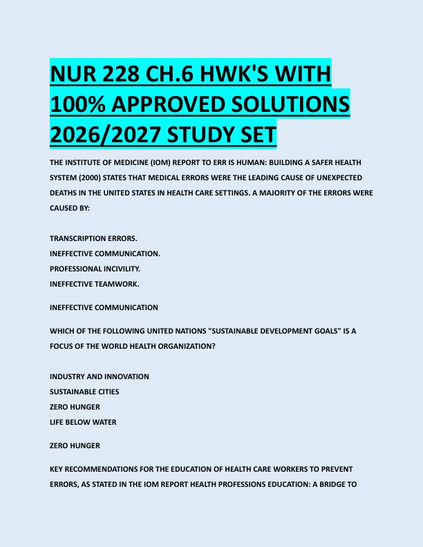 NUR 228 CH.6 HWK'S WITH  100% APPROVED SOLUTIONS  2026/2027 STUDY SET 