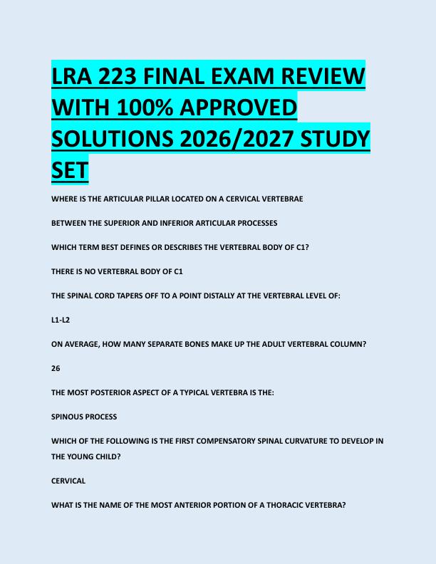LRA 223 FINAL EXAM REVIEW   WITH 100% APPROVED  SOLUTIONS 2026/2027 STUDY  SET