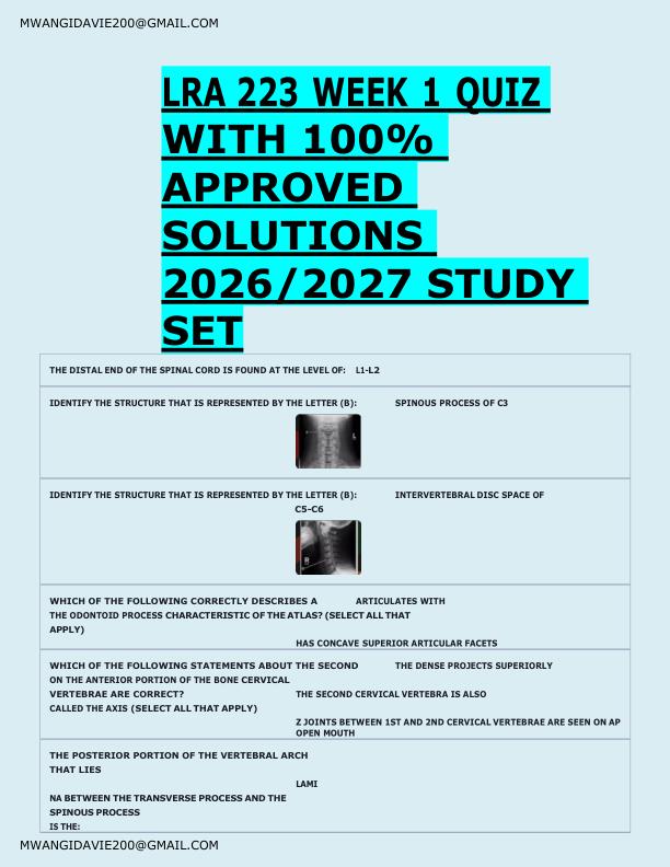 LRA 223 WEEK 1 QUIZ  WITH 100%  APPROVED  SOLUTIONS  2026/2027 STUDY  SET 