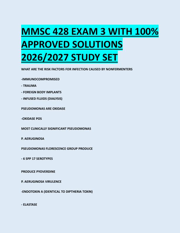 MMSC 428 EXAM 3 WITH 100%  APPROVED SOLUTIONS  2026/2027 STUDY SET 