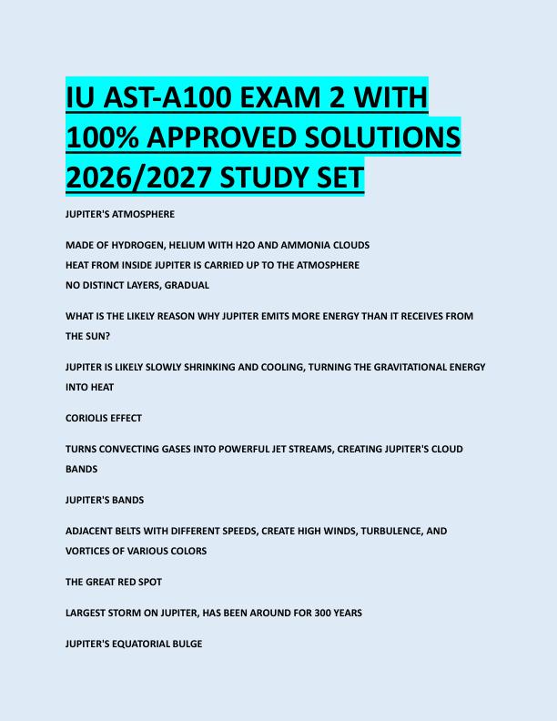 IU AST-A100 EXAM 2 WITH  100% APPROVED SOLUTIONS  2026/2027 STUDY SET 