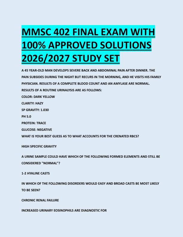 MMSC 402 FINAL EXAM WITH  100% APPROVED SOLUTIONS  2026/2027 STUDY SETMMSC 402 FINAL EXAM WITH  100% APPROVED SOLUTIONS  2026/2027 STUDY SET