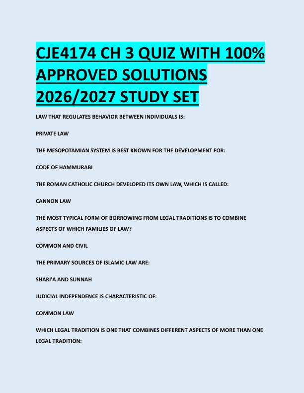 CJE4174 CH 3 QUIZ WITH 100%  APPROVED SOLUTIONS  2026/2027 STUDY SET