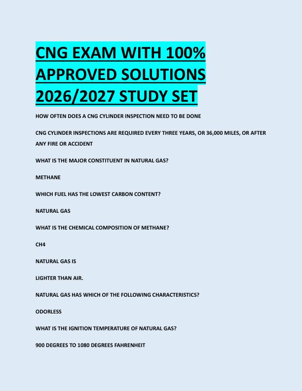 CNG EXAM WITH 100%  APPROVED SOLUTIONS  2026/2027 STUDY SET 