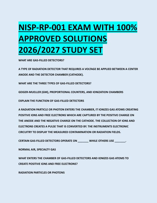NISP-RP-001 EXAM WITH 100%  APPROVED SOLUTIONS  2026/2027 STUDY SET 