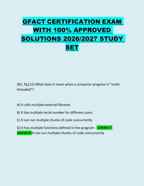 GFACT CERTIFICATION EXAM  WITH 100% APPROVED  SOLUTIONS 2026/2027 STUDY  SET 