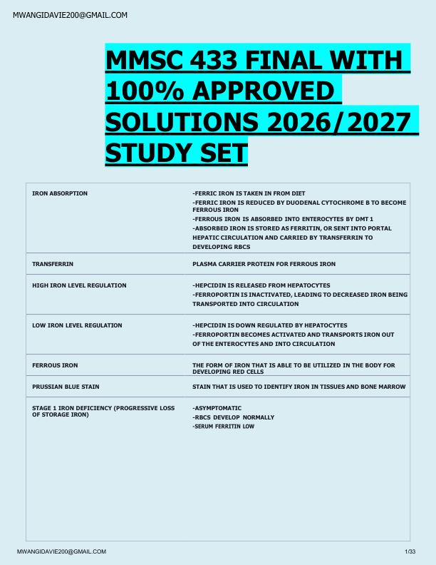   MMSC 433 FINAL WITH  100% APPROVED  SOLUTIONS 2026/2027  STUDY SET 
